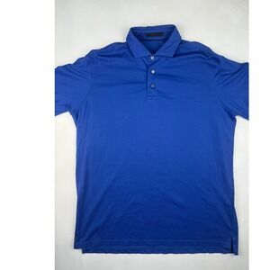 Greyson Polo Shirt Large Blue Cotton Blend Short Sleeve Solid Mens